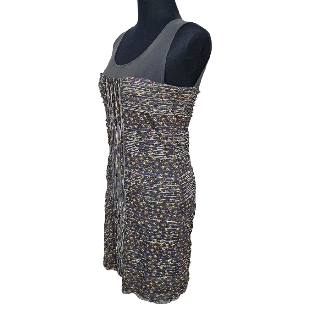 Free People Floral Bodycon Dress Sz Small Black Mini Y2K 00s Textured Grungecore - Picture 3 of 16